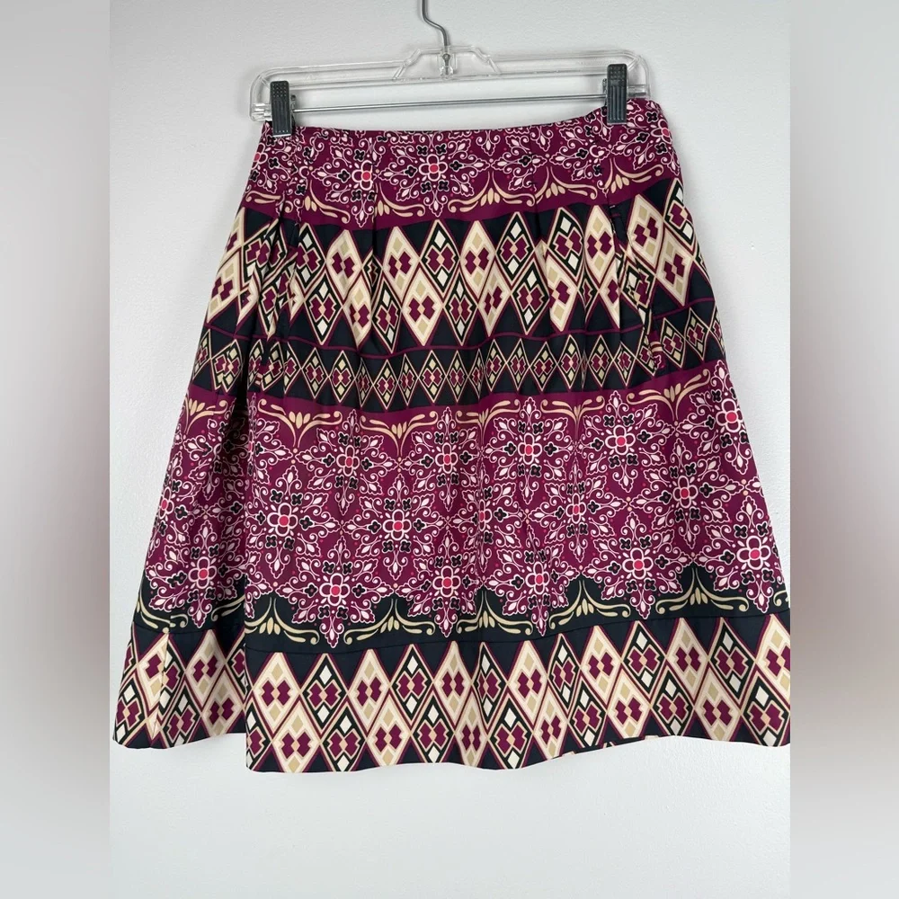 The Limited Burgundy‎ and Cream Patterned Midi Skirt